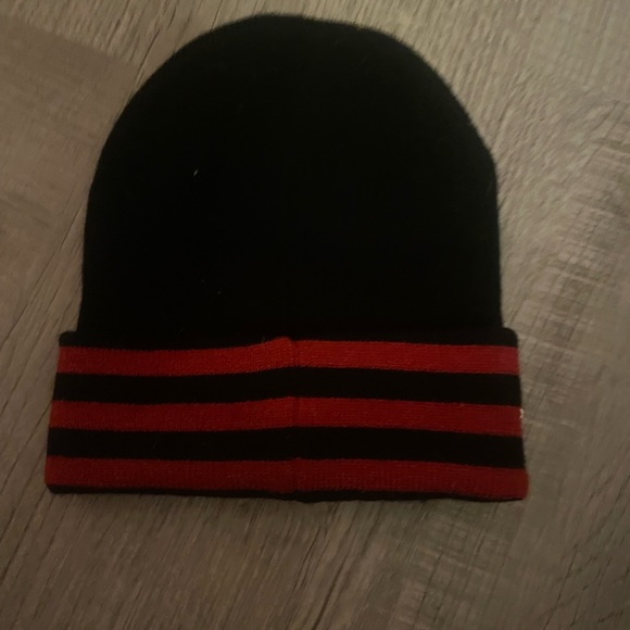 Red and Black Beanie With Lacing And Pin From Hit Topic || Never Used - Picture 2 of 2